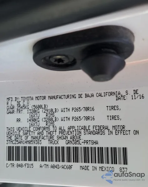 2017 Toyota Tacoma Double Cab from USA, damaged, VIN 3TMCZ5AN1HM059383